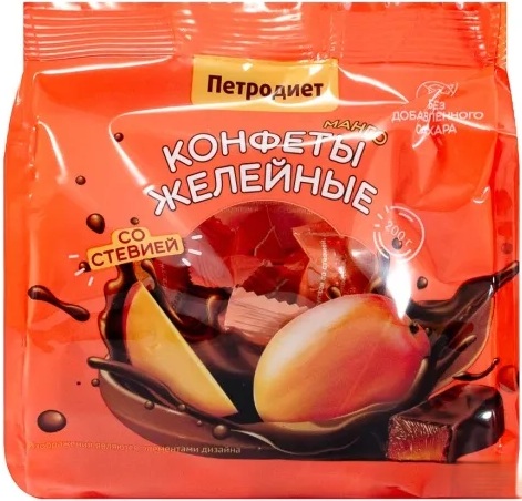 Петродиет Конфеты Желейные на фруктозе со стевией Манго 200г.