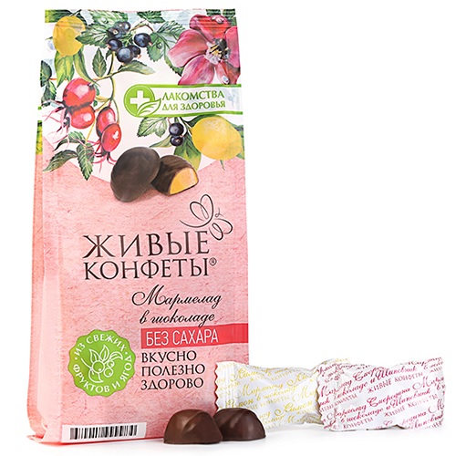 Лакомства для здоровья Мармелад смородина, шиповник и лимон 150г б/сах Живые конфеты