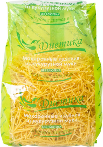 Диетика Макаронные изделия из кукурузной муки Вермишель 300г без глютена  