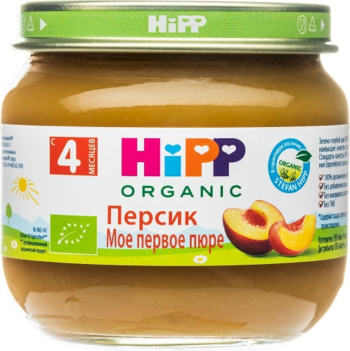 Хипп Органик Пюре Персик 80г стекло Hipp