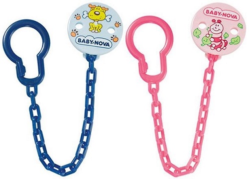 BABY-NOVA Клипса для пустышки с цепочкой арт.34133 цв.в асс.