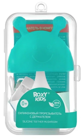 Прорезыватель на держателе ROXY KIDS грибочек мятный арт.RST-001-B