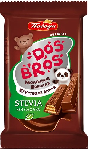 Победа Шоколад Dos Bros темный 37г с хруст.вафлей Сливочный б/сах