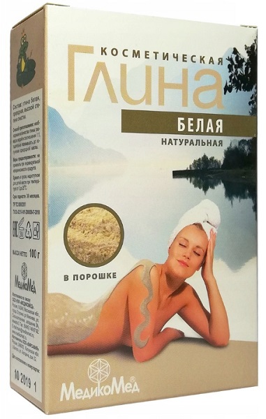 Глина белая натуральная косметическая 100 гр МЕДИКОМЕД