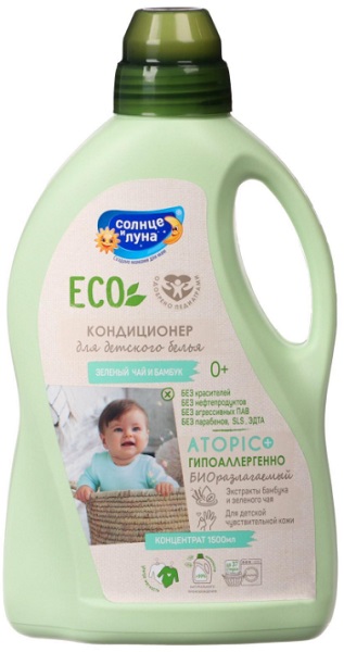 СОЛНЦЕ И ЛУНА ECO Кондиционер для детского белья 1500 мл зеленый чай и бамбук