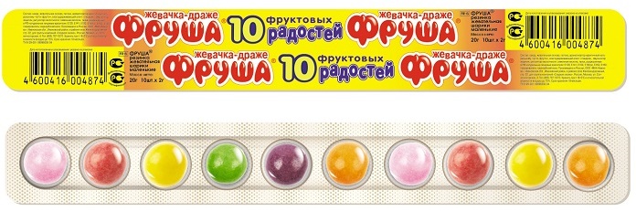 Фруша 10 Фруктовых Радостей резинка жевательная №10 шарики в блистере