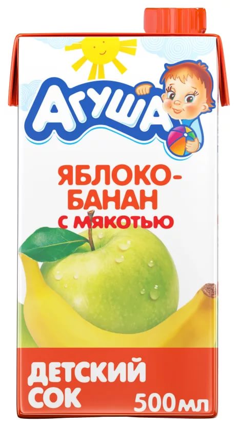 Агуша Сок Яблоко банан с мякотью 0,5л