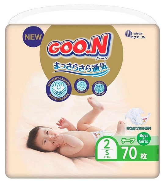 Подгузники для детей Goo.N Premium Soft №2 (4-8кг) 70шт