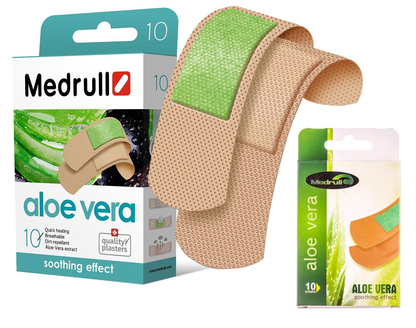 Лейкопластырь Бактерицидный MEDRULL 10 шт ( 2 размера ) Aloe Vera