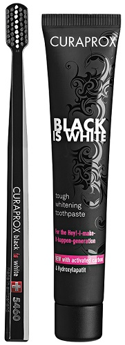 Зубная паста CURAPROX CS 5460 Black is White 90мл + Зубная щетка