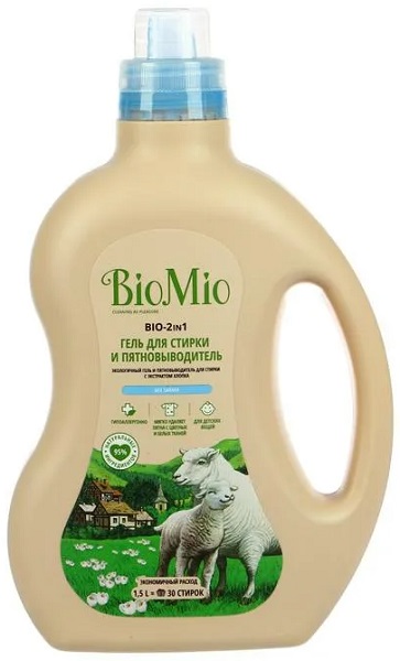 Bio Mio Жидкое средство для стирки с пятновыводителем 2в1 1500 мл