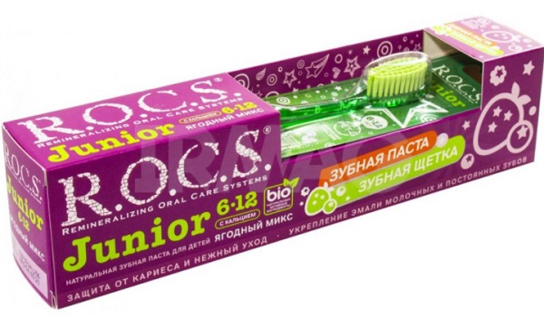 ROCS набор Junior ягодный микс + зубная щетка