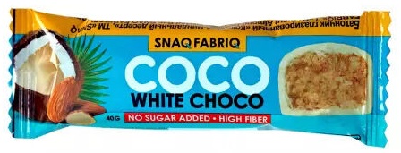 SnaqFabriq Батончик Кокос Миндаль 40 г глазированный белый шоколад