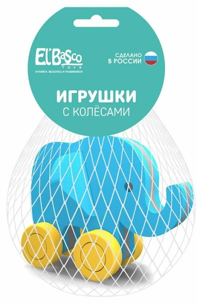 Игрушка каталка El`BascoToys с колесами Слоник арт.12-007