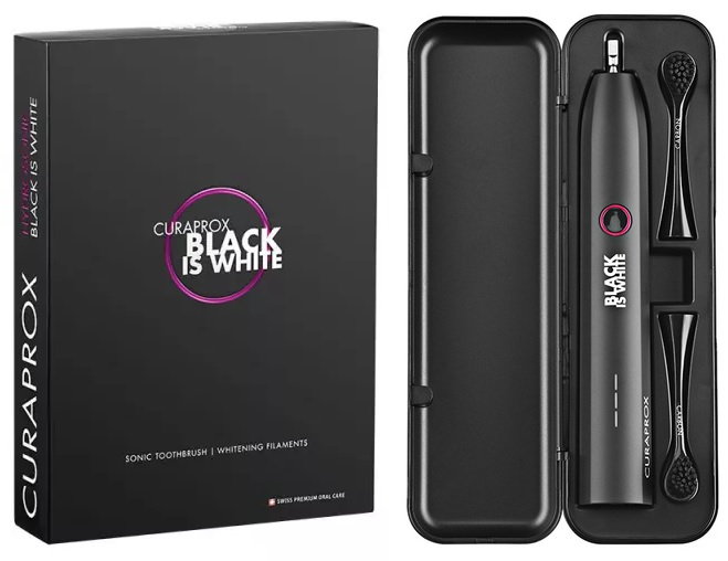 Зубная щетка Электрическая Звуковая Curaprox Hydrosonic Black is White черная (7612412428599)