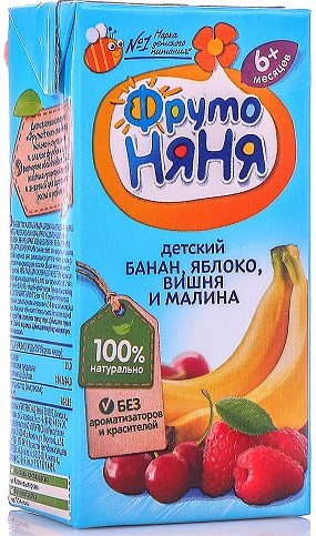 ФрутоНяня Сок Банан яблоко вишня малина 200мл