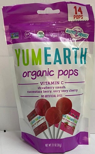 Карамель на палочке Клубника Вишня Ягода Organic Pop 14шт YUMEARTH арт 01197