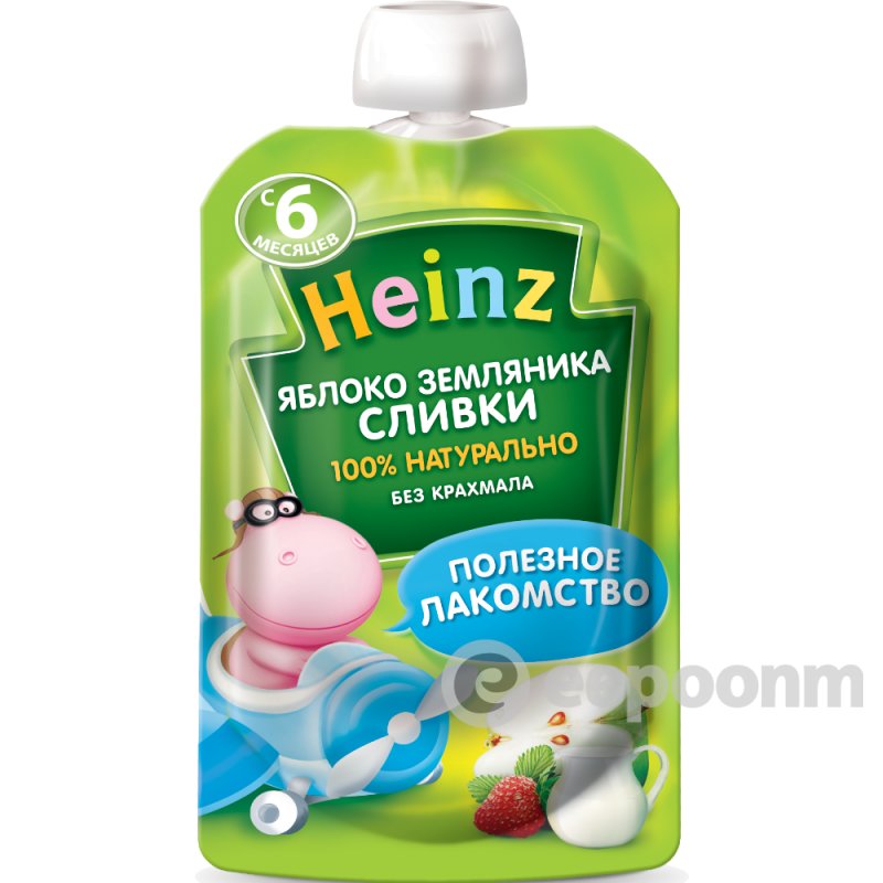 Хайнц Пюре Яблоко земляника сливки  с 6 месяцев 100,0 пауч