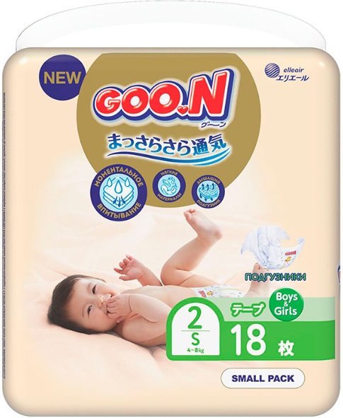 Подгузники для детей Goo.N Premium Soft №2 (4-8кг) 18шт