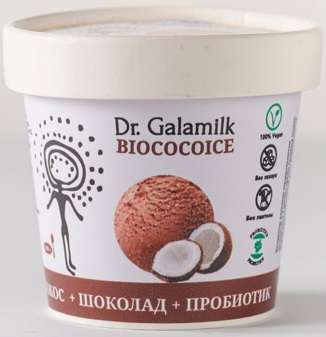 Dr.Galamilk BioCocoIce Десерт взбитый замороженный 100г Кокос+Шоколад+ Пробиотик