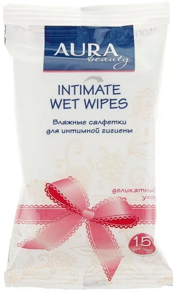 AURA влажные салфетки для интимной гигиены 15 шт