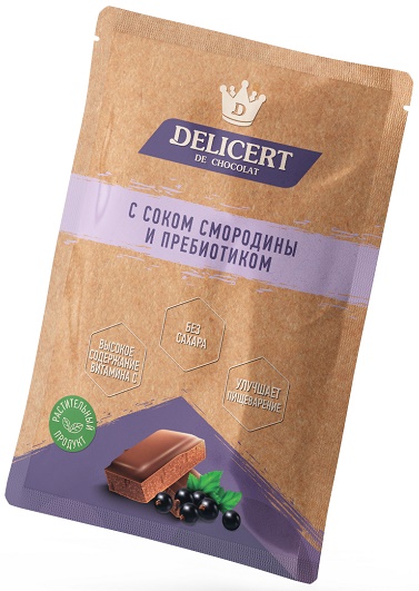 Delicert Шоколад горький с соком Смородины и Пребиотиком 25 г без сахара