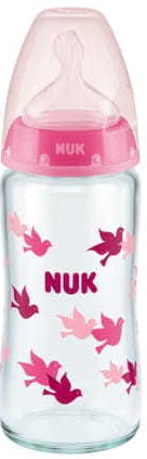 Бутылочка Стеклянная NUK 240 мл арт.10745121 Соска Силиконовая 1м+