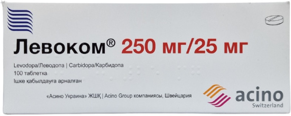 Левоком табл. №100 ( леводопы 250 мг / карбидопы 25 мг ) (Упаковка)