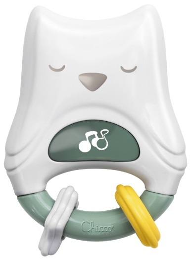CHICCO Игрушка погремушка-ночник Совенок 2в1