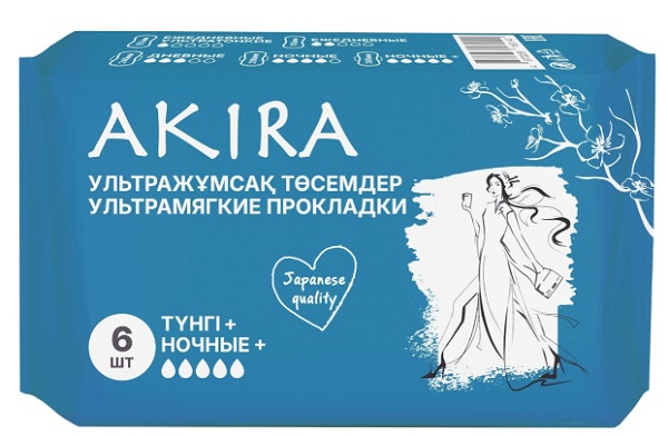 AKIRA Прокладки супер ночные 5капель 6шт