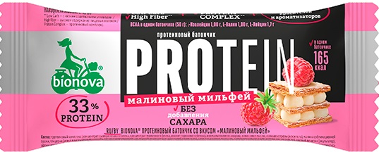 Bionova Батончик Протеиновый Малиновый мильфей 50г