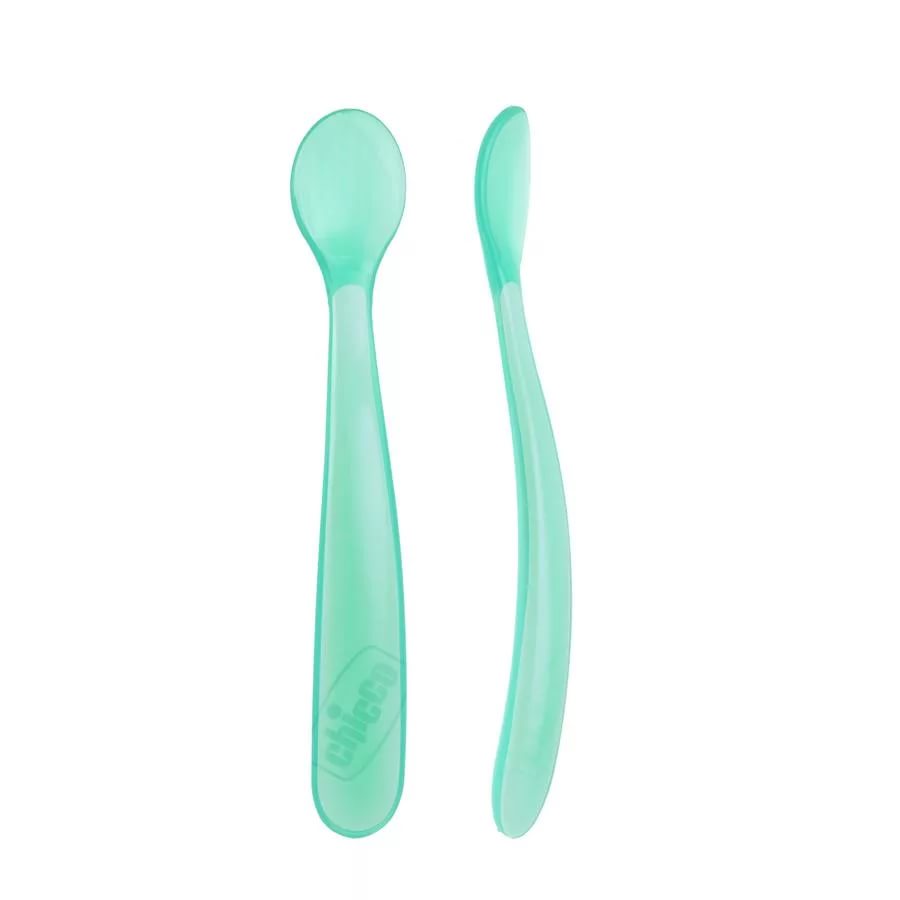 Ложки CHICCO Soft Silicone Spoon 6м+ ( 2 шт ) Blue Силиконовая