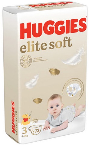 Подгузники для детей HUGGIES ELITE SOFT №3 (5-9кг) 72шт