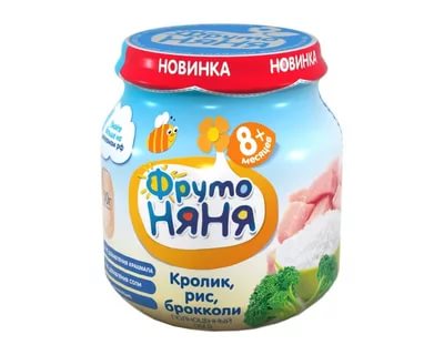 ФрутоНяня Пюре Кролик рис брокколи 100г с 8 мес