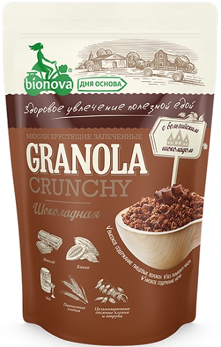 Bionova Granola Мюсли хруст.запеченые Шоколадные 400г