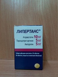 Липертанс табл. 10 мг/5 мг/5 мг №30 ( аторвастатин /периндоприл /амлодипин )