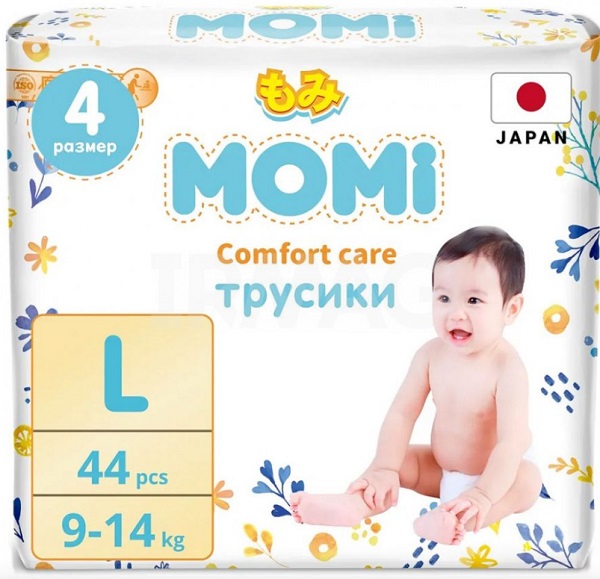 Трусики-подгузники для детей MOMI Comfort Care L44 ( 9-14 кг ) 44 шт