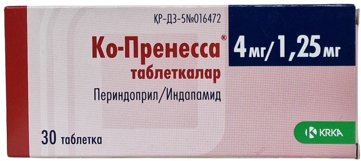 Ко-Пренесса табл. 4 мг/1,25 мг №30 ( периндоприл, гидрохлортиазид ) / Ко Пренесса (Упаковка)