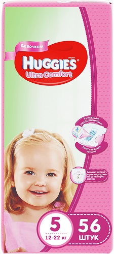Подгузники для Девочек HUGGIES ULTRA COMFORT №5 (12-22кг) 56шт