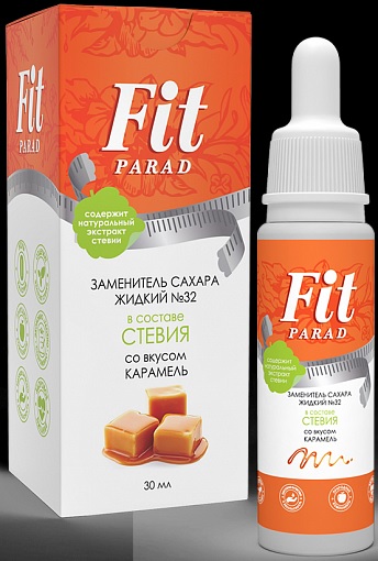 Фит Парад №32 Жидкий Заменитель сахара Стевия 30мл.Карамель  Fit Parad