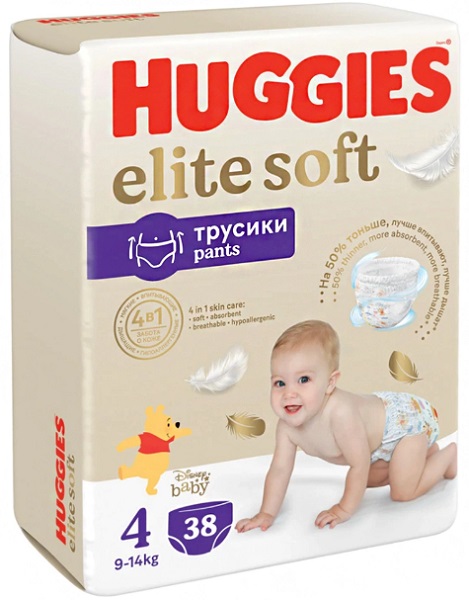 Трусики-подгузники для детей HUGGIES ELITE SOFT №4 (9-14кг) 38 шт