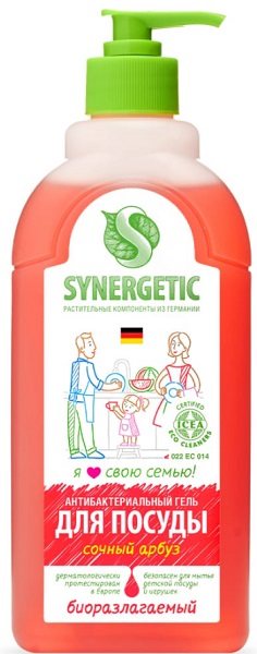 SYNERGETIC Гель для мытья детской посуды Арбуз 500 мл