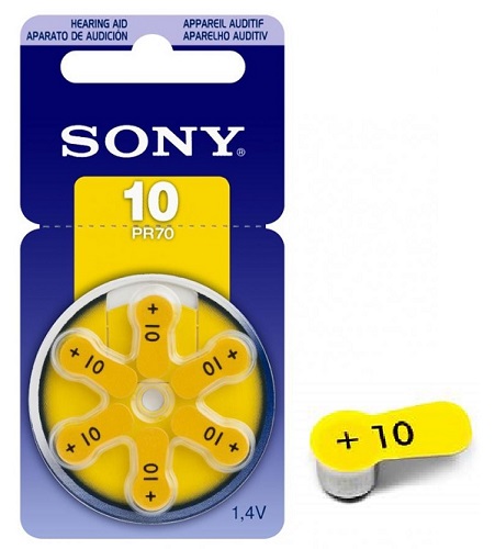 Батарейка SONY код 10 ( 6 шт/уп ) ( PR70 ) 1,4V Т/Д (Упаковка)
