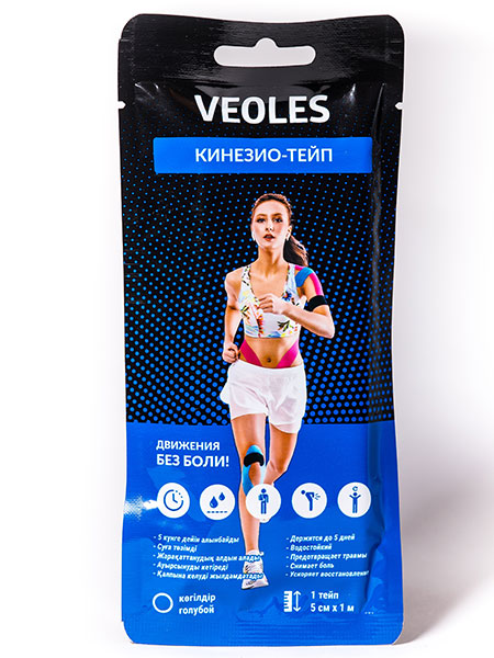 Кинезио Тейп VEOLES Голубой 1шт / 5см*1м