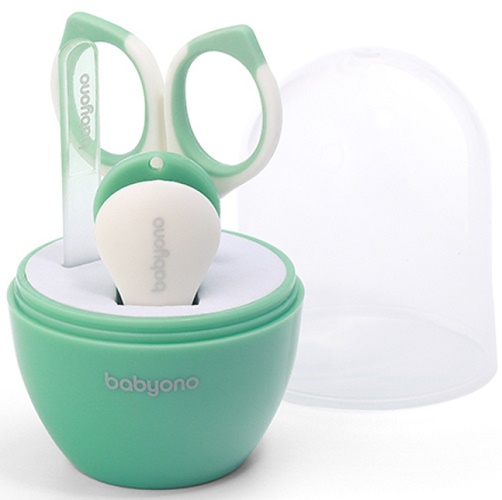 Маникюрный набор детский мятный BABYONO арт.398/01 пилочка кусачка-книпсер ножницы