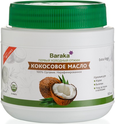 BARAKA Масло Кокосовое нерафинированное 500 мл пластик