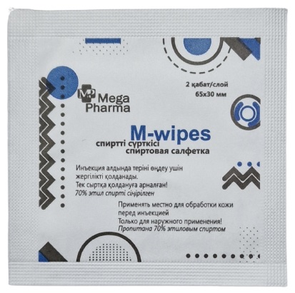 Салфетка спиртовая 65х30мм MEGA PHARMA M-wipes 1 шт