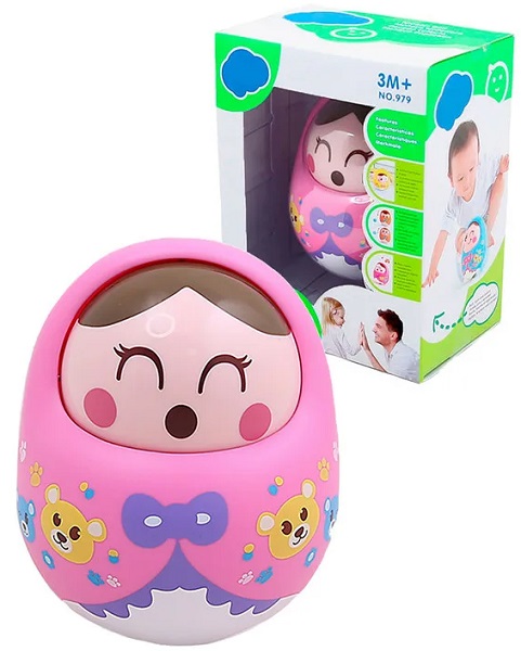 HOLA Игрушка развивающая неваляшка Куколка розовая
