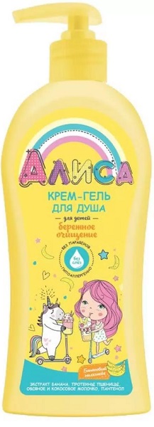 АЛИСА Детский Крем-гель для душа Бережное очищение желтое 350 мл