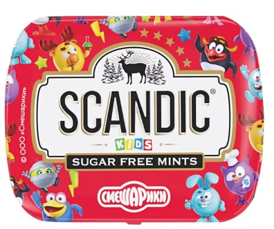 Конфеты Scandic без сахара со вкусом Малина Смешарики 18г